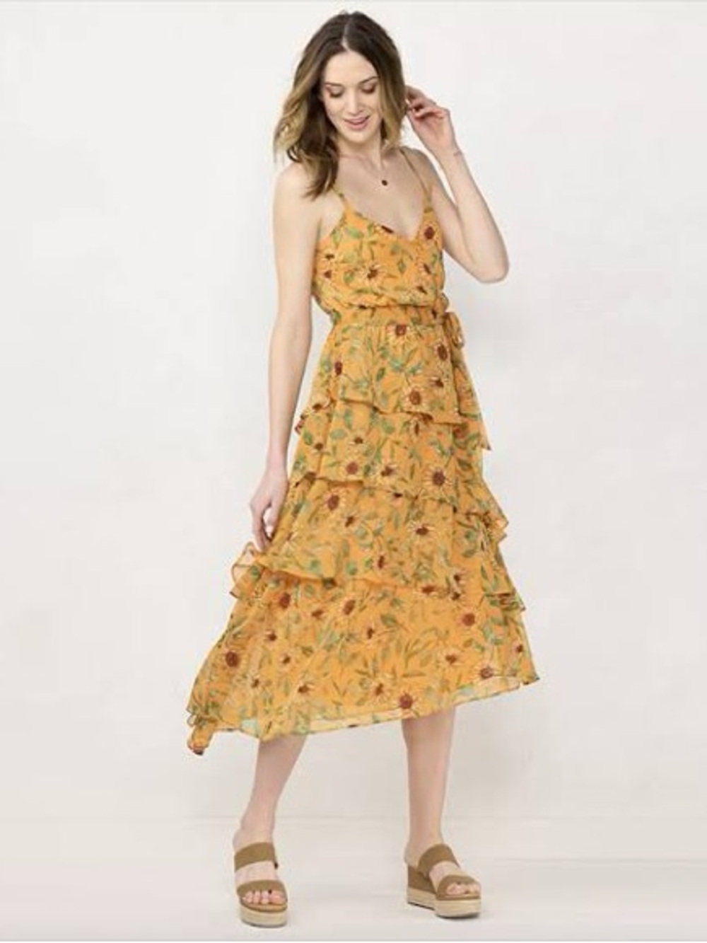 Lauren Conrad ruffled Sunflower Dress 🌻